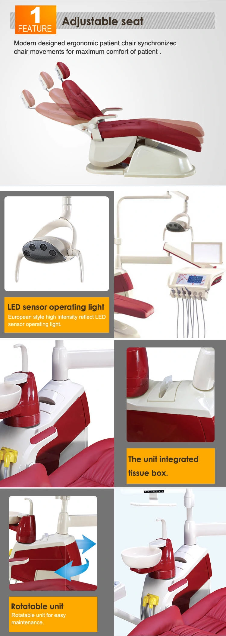 Humanization Design FDA Approved Dental Chair Basic Dental Equipment/Dental Waterline Cleaner	/Dental Chair Suction Unit