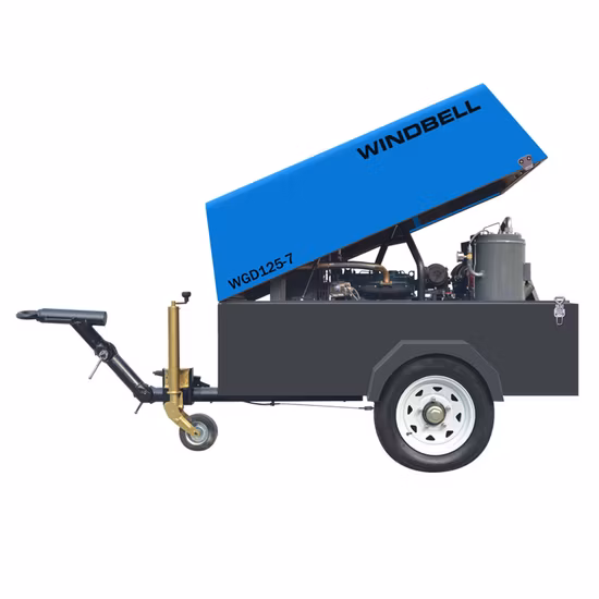 Diesel Screw 185 Cfm Portable Air Compressor for Jack Hammer